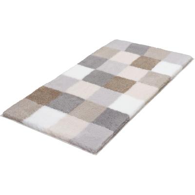 Badematte KLEINE WOLKE "Caro, Badvorleger, Badezimmer Teppich" Gr. 4, beige (kaschmir), H:25mm, Kunstfaser, Badematten, Badematte, Badteppich, modernes Karo-Muster, Pastell-Farben, waschbar