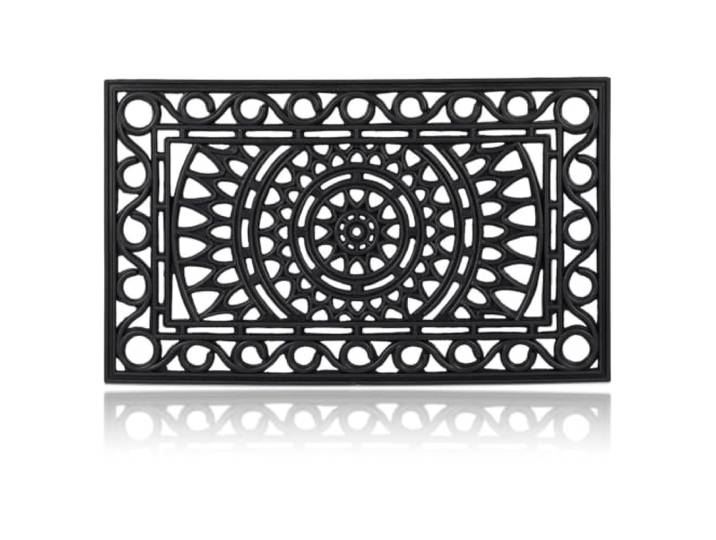 Relaxdays Paillasson Caoutchouc\, 45x75 cm\, antidérapant\, résistant\, extérieur\, Tapis d’entrée\, Ornements\, Noir