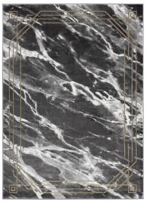 MDA Rugs Brooklyn Collection Abstract Grey/Gold Border Area Rug
