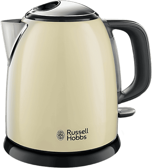 Hervidor de agua - Russell Hobbs Colours Plus+ Cream Mini, 1 l, 2400 W, Acero inoxidable, Filtro antical, Crema