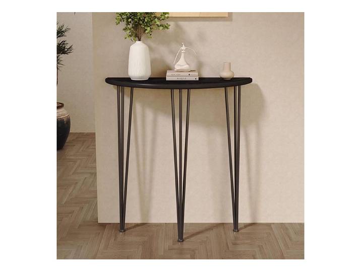 LuxusKollektion Konsolentisch Konsolentisch Halbmond Holz Metall Schwarz 60x25x80CM (1-St)