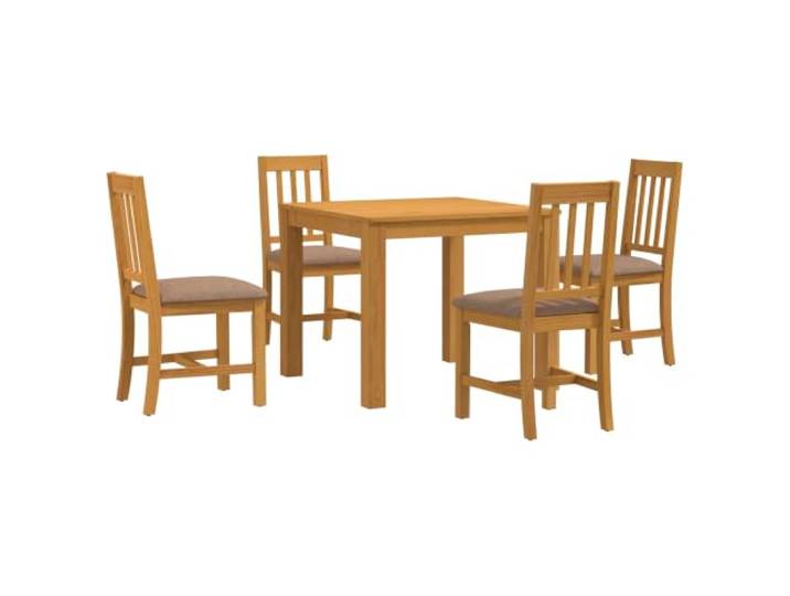 5-teiliges Esszimmer-Set, Grau, aus massivem Eichenholz, mit 4 Stühlen Massives Eichenholz, Schaumstoffsitze, modernes Design, einfache Reinigung, Montage erforderlich