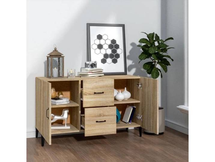 Commode/Buffet contemporain chêne sonoma 100x36x60 cm bois d'ingénierie LL0000143603