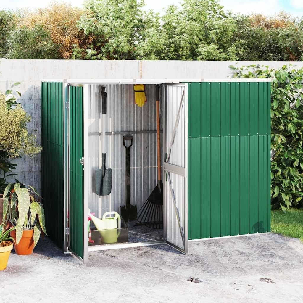 Gartenhaus in Grün 225x89x161 cm aus verzinktem Stahl, 36,62 kg
