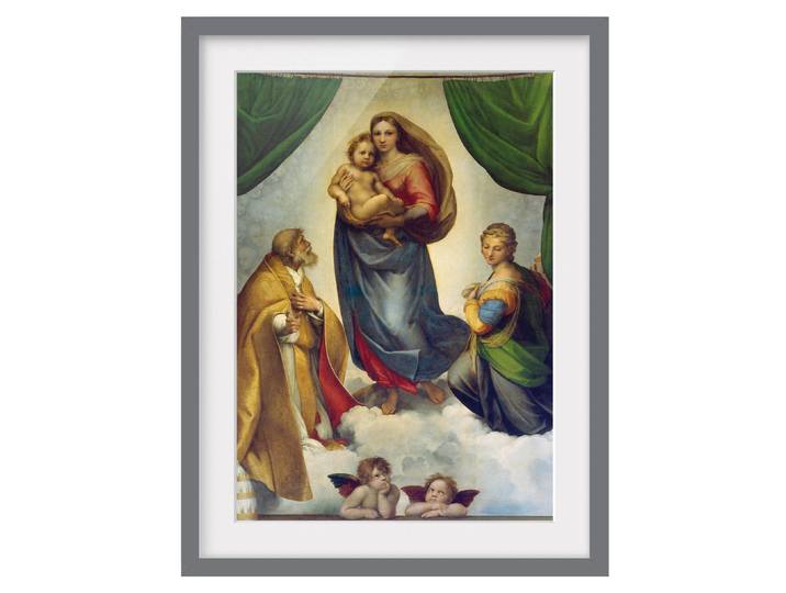 Bild Die Sixtinische Madonna III Teilmassivholz Kiefer, matt lackiert Multicolor 30 x 40cm