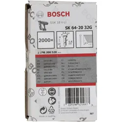 Bosch Professional Zubehör, Tackerklammern + Tackernägel, Senkkopf-Stift SK64