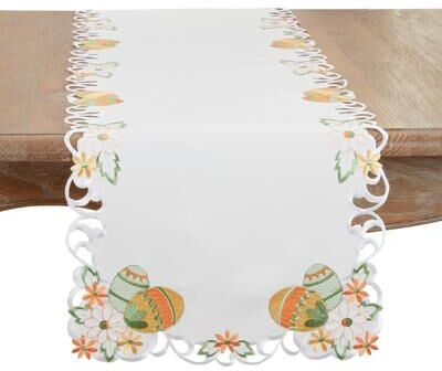Saro Lifestyle Embroidered Easter Eggcellent Table Runner