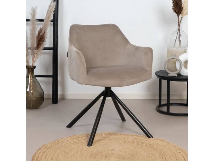 Chaise de salle à manger pivotante en velours Furtado taupe - Livin24 - Style contemporain - Design