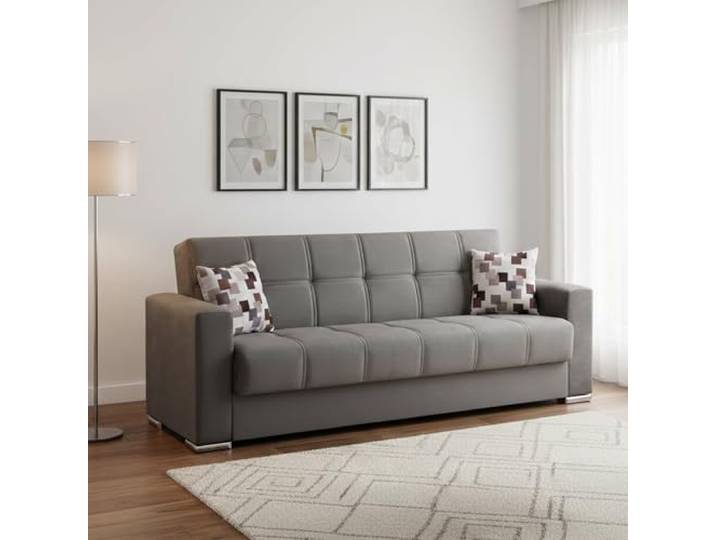 Dmora Schlafsofa 3-Sitzer Francisco 226x85 cm Grau Stauraum