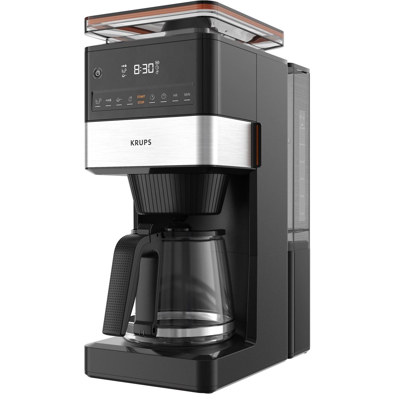 Krups Grind Aroma XL KM8428 mit Mahlwerk (schwarz/edelstahl, Glaskanne)