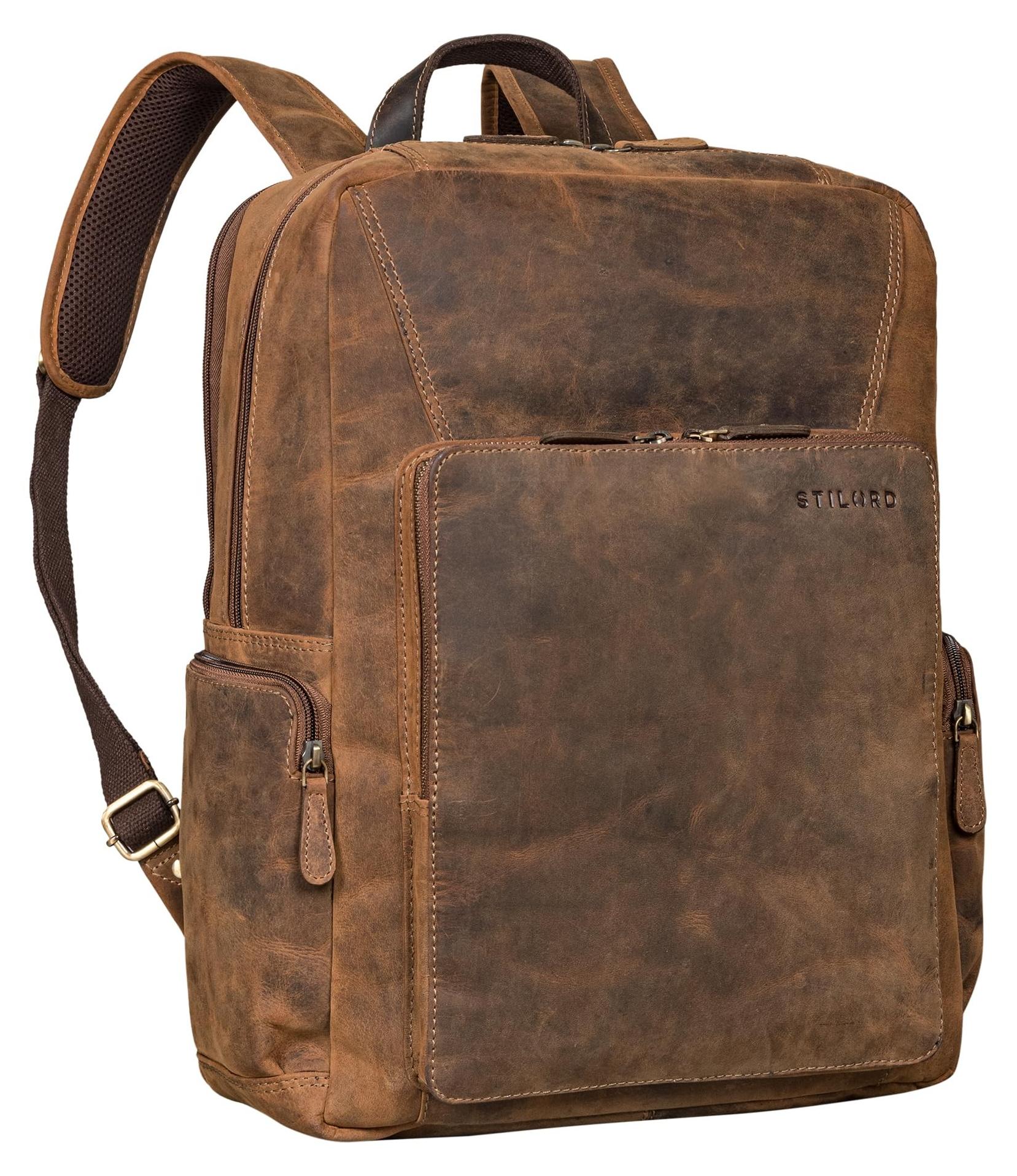 Vintage Leder Rucksack mit Laptopfach bis 17 Zoll