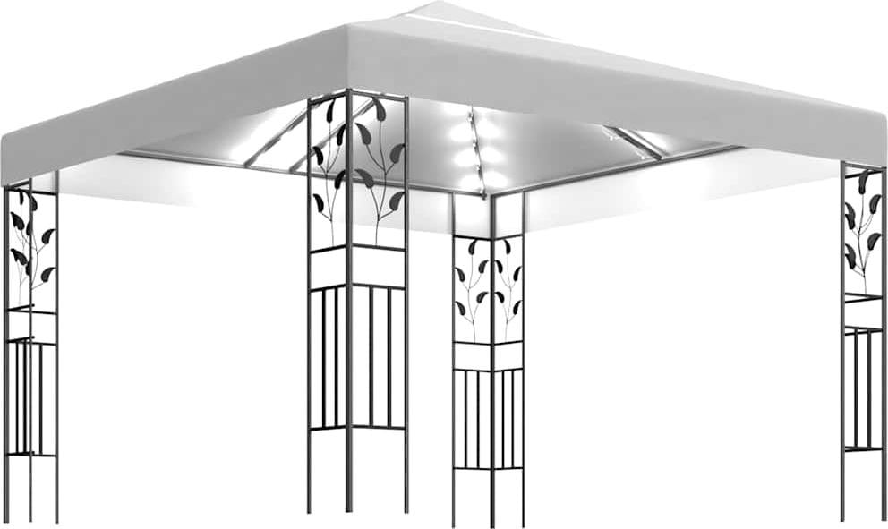 vidaXL Paviljoen met LED-lichtketting, 3x3 meter, wit