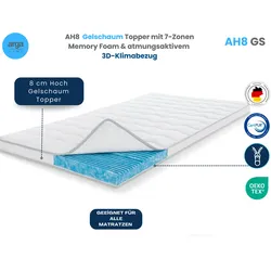 Arga Home AH8  Gelschaum Topper mit 7-Zonen Memory Foam & atmungsaktivem 3D-Klimabezug