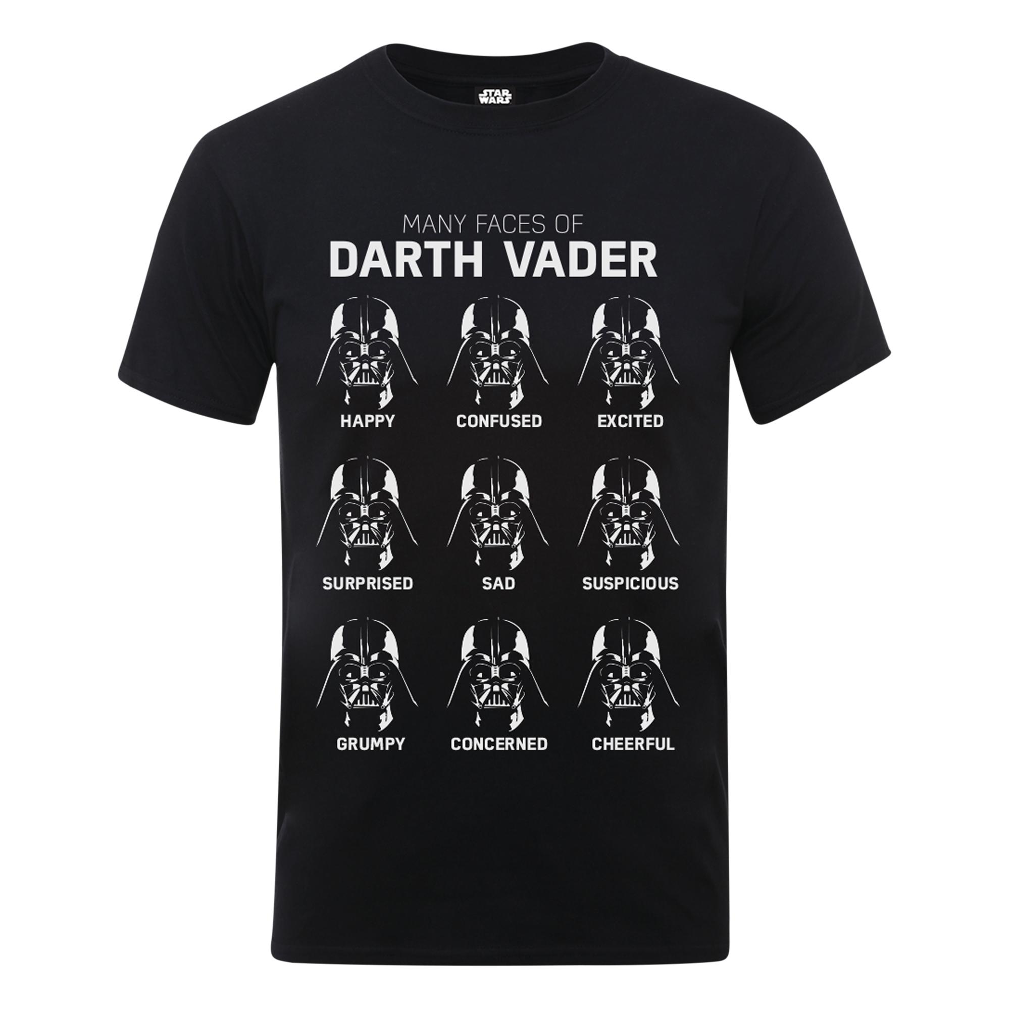 Star Wars Heren Vele Gezichten Van Darth Vader Katoenen T-Shirt (Zwart)