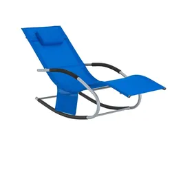 SoBuy Wetterfester Schaukelstuhl für den Garten Blau 150x63x87cm Industriell