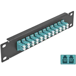 Delock 10? LWL Patchpanel 12 Port LC Duplex aqua 1 HE schwarz, Server Zubehör, Schwarz