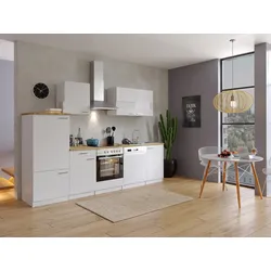 Respekta Küchenzeile KB280WWC 280 cm Weiß mit Glaskeramik