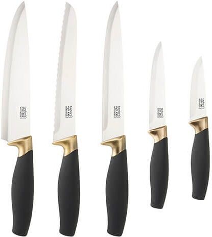 Taylor s Eye Witness Brooklyn Brass 5 Piece Knife Set With Knife Sharpener