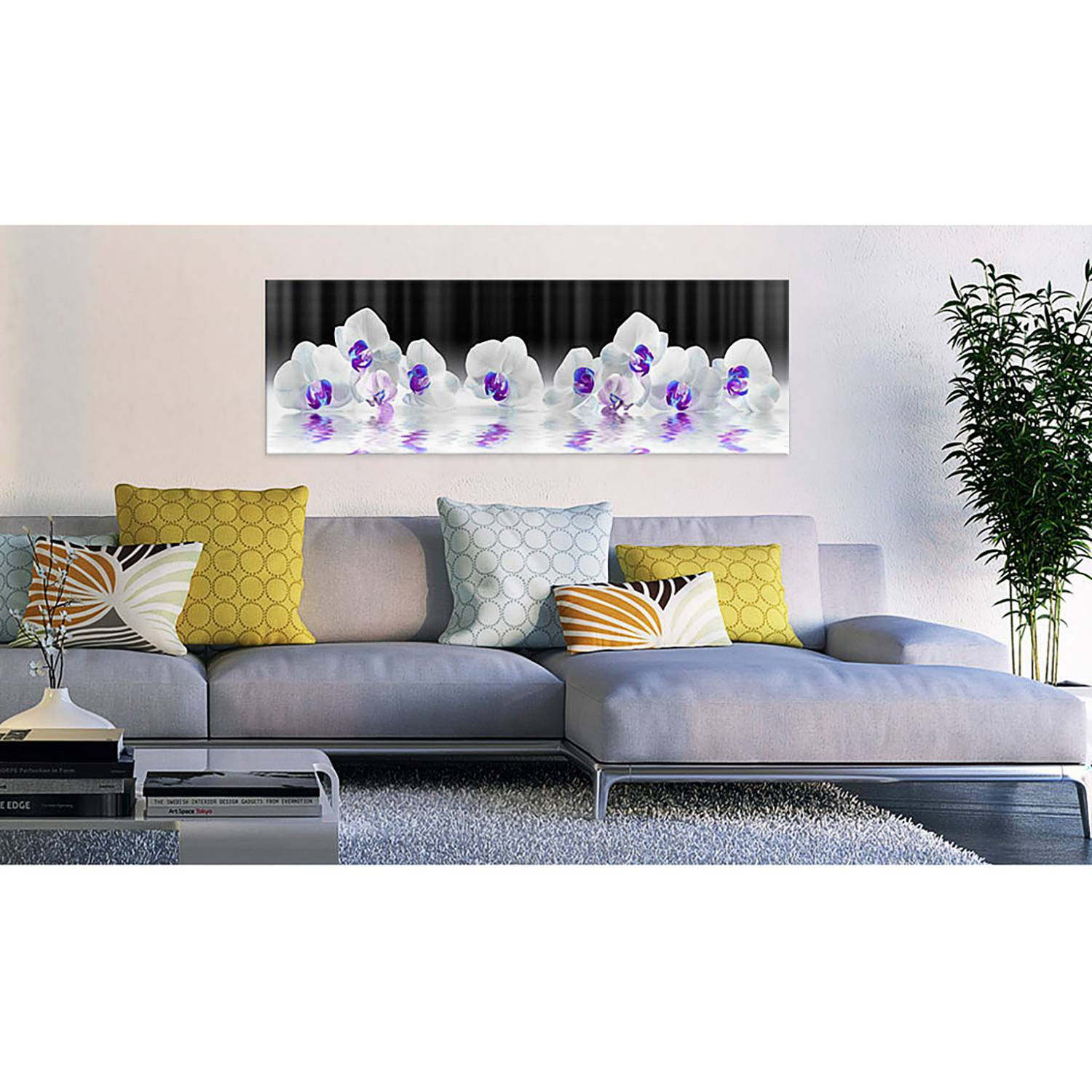 home24 Canvas Wanddecoratie Water Orchids in meerdere kleuren, 150 x 50 cm