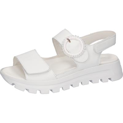 Plateausandale WALDLÄUFER "H-NELE", Damen, Gr. 5,5, Leder, weiß, Nappaleder, unifarben, Schuhe, Sommerschuh, Klettschuh in Komfortweite H (= sehr weit)