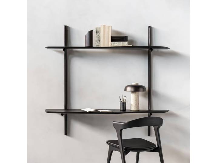 Ethnicraft Hangend Bureau PI Gevernist Mahoniehout, 140 x 48cm - Donkerbruin