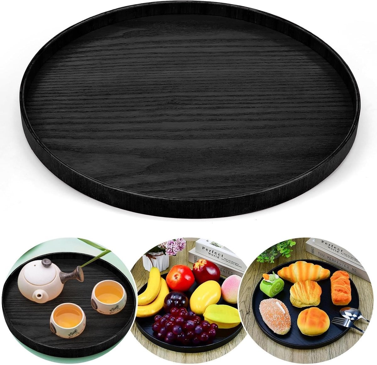 Ronde houten serveerplank van 30 cm voor snacks en dranken