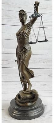 Bronzhaus Bronze Scale Of Justice Blind Justice Sculpture Statue Clical Figurine 18 Inches Nr
