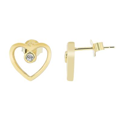 Paar Ohrhänger ADELIA´S "Ohrringe – Ohrstecker Herz aus 925 Silber", Damen, Gr. Damen, Silber 925 (Sterlingsilber), gold, Ohrringe, Ideal zum Verschenken – schlicht und stilvoll