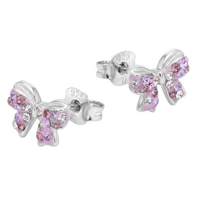 Paar Ohrstecker PRINZESSIN LILLIFEE "Schleife", rosa, Ohrringe, Kinder, Silber 925 (Sterlingsilber), mit Zirkonia (synth.)