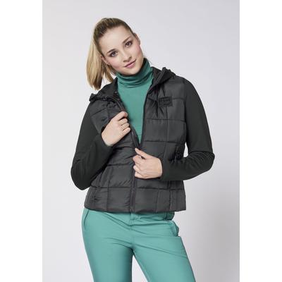 Outdoorjacke CHIEMSEE, Damen, Gr. XS (32), schwarz, 100% Polyester, unifarben, regular fit, ohne Ausschnitt, Jacken Outdoorjacke, - Materialmix aus Canvas & Technical Fleece