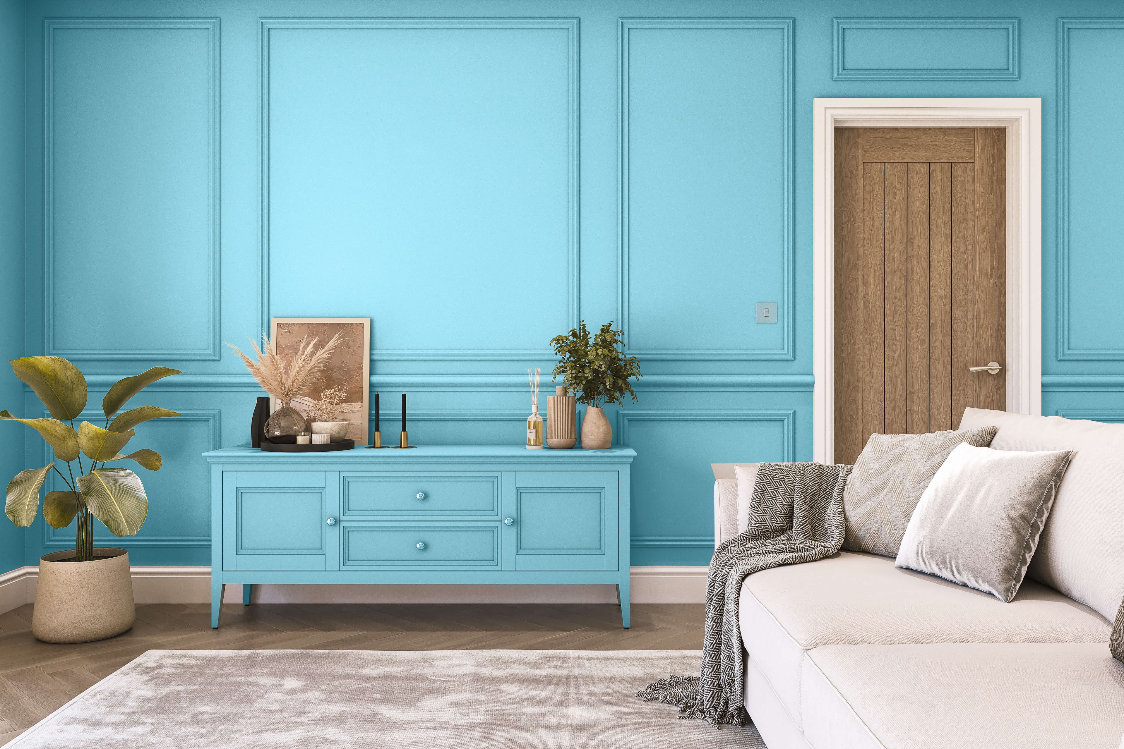 Hemway Wall Paint   Mediterranean Blue   Matt Emulsion Interior   Acrylic   Latex - Mediterranean Blue - 2.5L