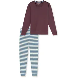 Schiesser Pyjama-Set - Damen - Gr. 36 - graublau/gestreift