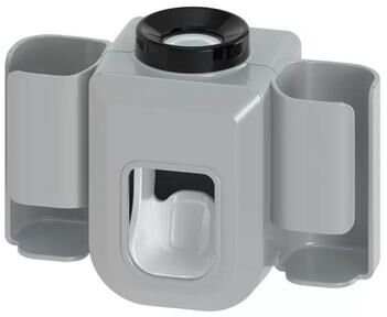 United Premium Wall Mounted Toothbrush Holder With Automatic Toothpaste Dispenser And Hands Free Toothpaste Squeezer gray