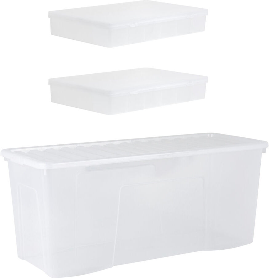 Wham Festive 3 Piece Tree & 2 Bauble Storage Boxes Clear Clear 133L