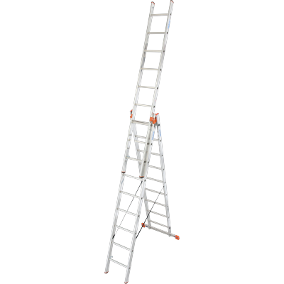 Vielzweckleiter KRAUSE "Tribilo", silber (silberfarben), B:50cm H:270cm L:270cm, Aluminium, Leitern, mit Leiternspitzen, 3x9 Sprossen