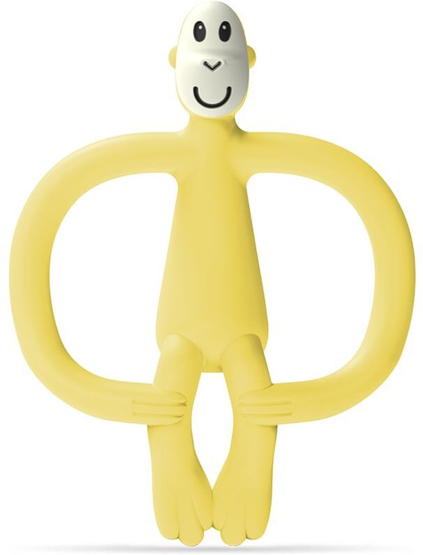 Matchstick Monkey Monkey Teether jouet de dentition avec brosse 2 en 1 Yellow 1 pcs