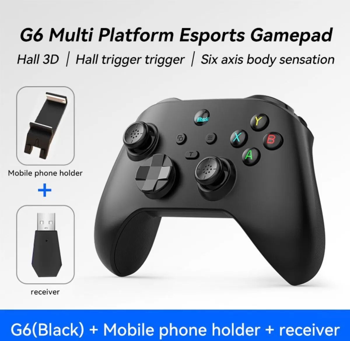 INF G6 Switch Bluetooth 5.3 Gamecontroller mit Hall-Effect-Joysticks für mehrere Plattformen Schwarz