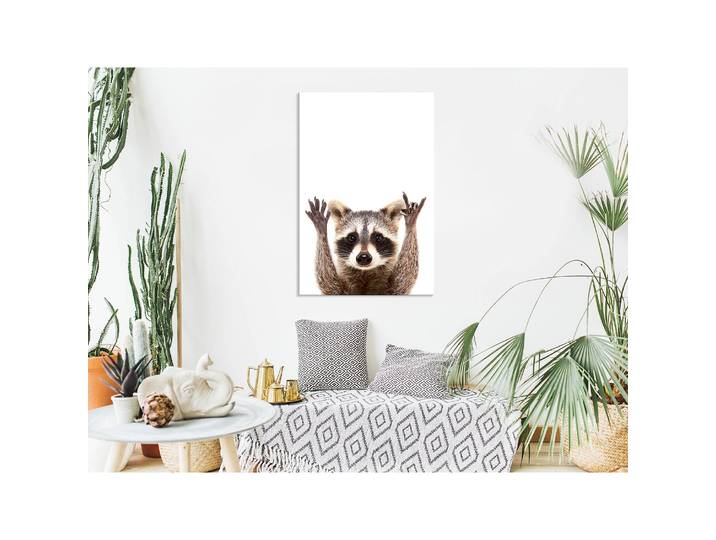 Tableau déco Raccoon Lin Blanc 40 x 60cm