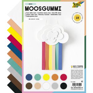 Folia Moosgummi 231009 Basic, 20 x 29 cm, 10 Farben sortiert, 2 mm Stärke, 10 Blatt