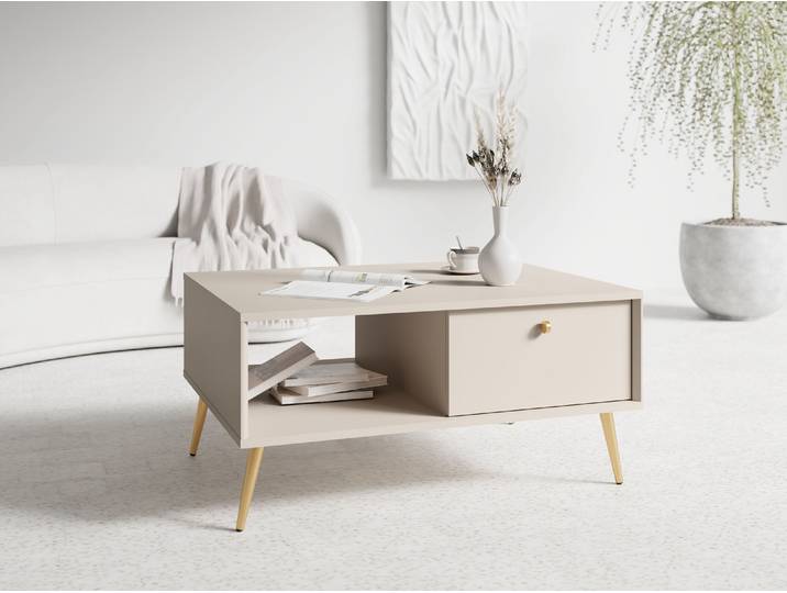 Couchtisch HOME AFFAIRE ROMELIS beige Kaffeetisch mit viel Stauraum, 87x66cm, modernes Design , beige, beige, B:87cm H:43,2cm T:66cm, Tische, Couchtisch, pflegeleichter Beistelltisch mit zusätzlichen Aufbewahrungsschränken