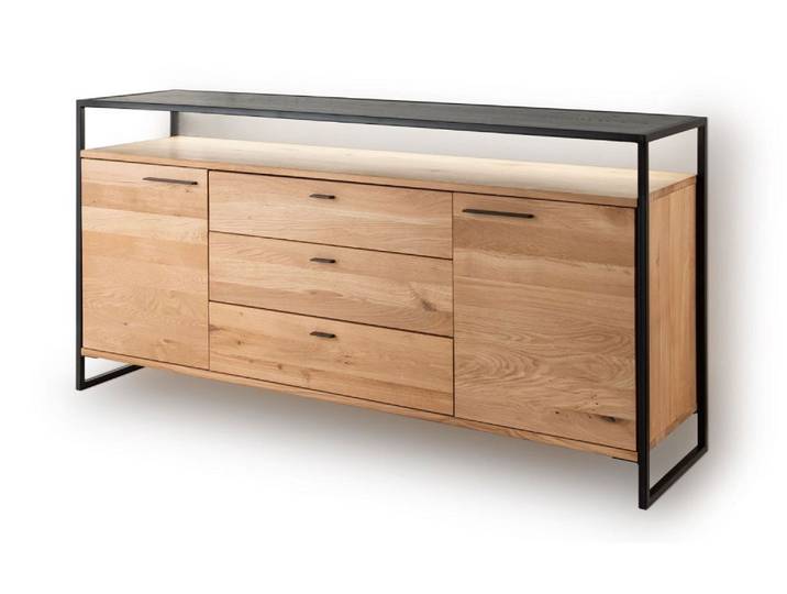 Sideboard 169x83cm 'Glasgow' Wildeiche & Metall schwarz