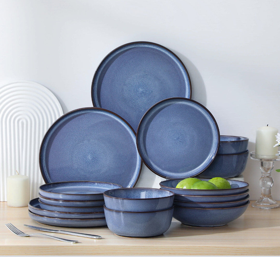 Blue Elephant Ceramic Stoneware Dinnerware Set Piece - Service for 4 Blue