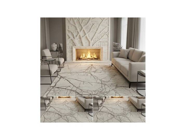 Melis Home Tapis modernes design Crème 160 x 230 cm moderne à motif branches abstraites et effet marbre