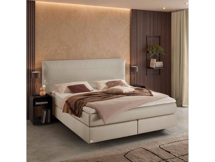 Boxspringbett Oleron Kunstleder 140x200cm TTF-Box Härtegrad: H3 Sand modern