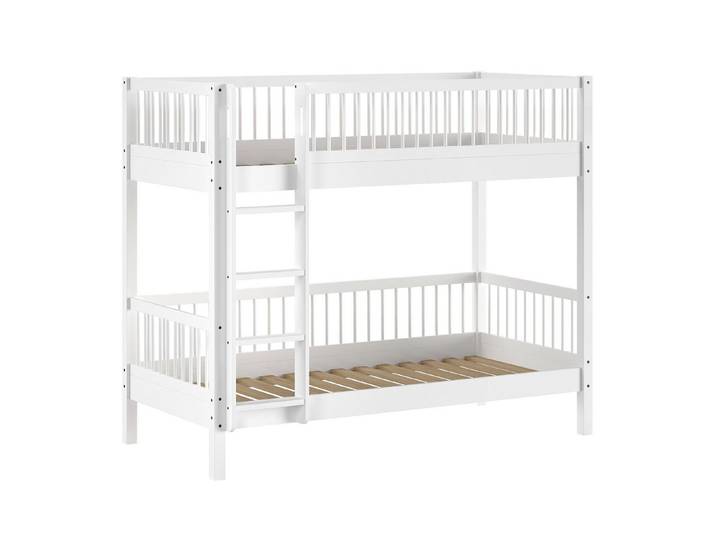 58 aufm Kessel Kinderbett Etagenbett 90x200 Keeley Buche Kinderbett Weiß Massivholz Umbaubar (inkl. Versand, Lieferung bis Verwendungsstelle), Etagenbett umbaubar zu zwei Einzelbetten durch geteilte Pfosten