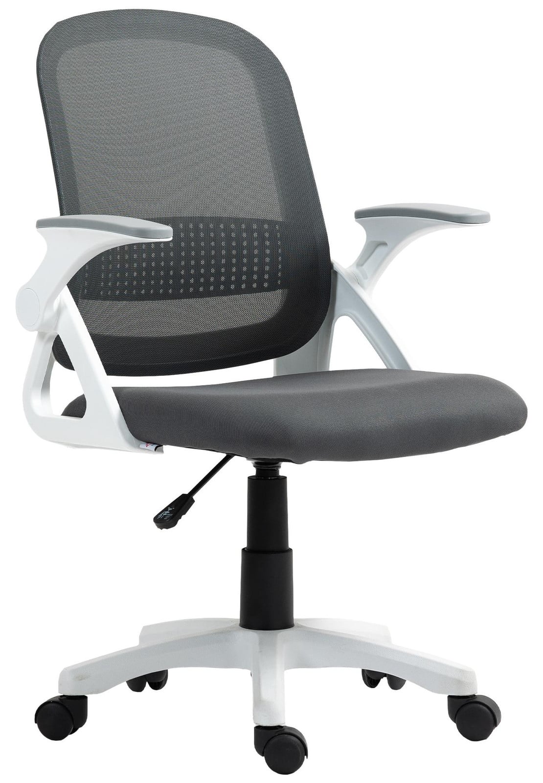 HOMCOM ergonomische bureaustoel met opklapbare armleuningen en 360 graden draaibaar, grijs