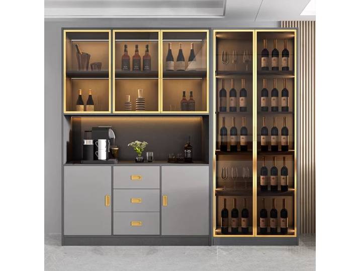 Meubles de bar modernes en bois : Vitrines à vin, rangements de cuisine, étagères murales pour le salon, meubles à liqueurs