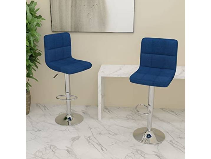 ZQQLVOO Küchenhocker Küche Bar Stühle Hochstuhl Barhocker 2 STK. Blau Stoff Geeignet für Küche Bar Büro