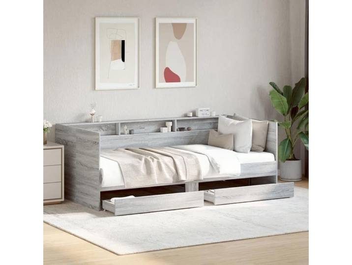 Lit simple-Banquette lit/Lit de jour avec tiroirs- Lit de jour avec tiroirs sans matelas sonoma gris 90x190 cm 22623