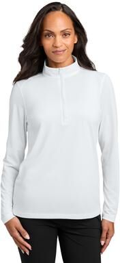 Port Authority LK241 Women's Wearever Performance Pique 1/4-Zip in White size XXL   polyester pique